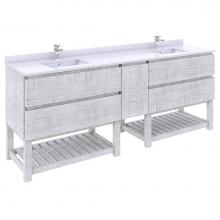 Fresca Bath FCB31-361236RWH-FS-CWH-U - Fresca Formosa 84'' Floor Standing Open Bottom Double Sink Modern Bathroom Cabinet w/ To