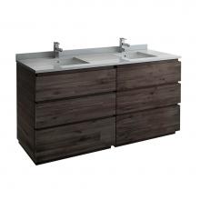 Fresca Bath FCB31-3636ACA-FC-CWH-U - Fresca Formosa 72'' Floor Standing Double Sink Modern Bathroom Cabinet w/ Top & Sink