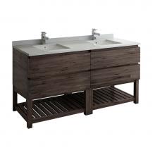 Fresca Bath FCB31-3636ACA-FS-CWH-U - Fresca Formosa 72'' Floor Standing Open Bottom Double Sink Modern Bathroom Cabinet w/ To