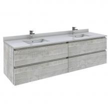 Fresca Bath FCB31-3636ASH-CWH-U - Fresca Formosa 72'' Wall Hung Double Sink Modern Bathroom Cabinet w/ Top & Sinks in