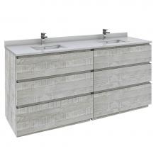 Fresca Bath FCB31-3636ASH-FC-CWH-U - Formosa 72'' Floor Standing Double Sink Modern Bathroom Cabinet w/ Top & Sinks in As