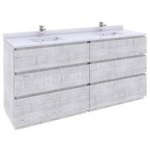 Fresca Bath FCB31-3636RWH-FC - Fresca Formosa 72'' Floor Standing Double Sink Modern Bathroom Cabinet in Rustic White