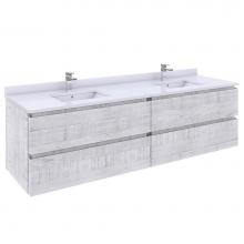 Fresca Bath FCB31-3636RWH - Fresca Formosa 72'' Wall Hung Double Sink Modern Bathroom Cabinet in Rustic White