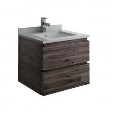 Fresca Bath FCB3124ACA-CWH-U - Fresca Formosa 24'' Wall Hung Modern Bathroom Cabinet w/ Top & Sink in Acacia