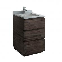 Fresca Bath FCB3124ACA-FC-CWH-U - Fresca Formosa 24'' Floor Standing Modern Bathroom Cabinet w/ Top & Sink in Acacia