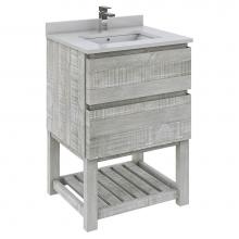 Fresca Bath FCB3124ASH-FS-CWH-U - Formosa 24'' Floor Standing Open Bottom Modern Bathroom Cabinet w/ Top & Sink in Ash