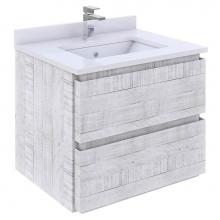 Fresca Bath FCB3124RWH-CWH-U - Fresca Formosa 24'' Wall Hung Modern Bathroom Cabinet w/ Top & Sink in Rustic White