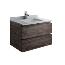 Fresca Bath FCB3130ACA-CWH-U - Fresca Formosa 30'' Wall Hung Modern Bathroom Cabinet w/ Top & Sink in Acacia