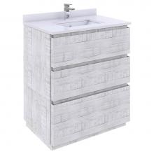 Fresca Bath FCB3130RWH-FC-CWH-U - Fresca Formosa 30'' Floor Standing Modern Bathroom Cabinet w/ Top & Sink in Rustic W