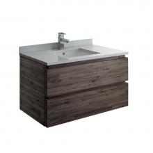 Fresca Bath FCB3136ACA-CWH-U - Fresca Formosa 36'' Wall Hung Modern Bathroom Cabinet w/ Top & Sink in Acacia