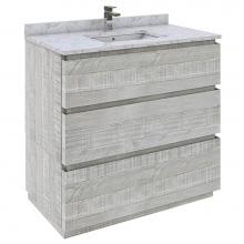 Fresca Bath FCB3136ASH-FC-CWH-U - Formosa 36'' Floor Standing Modern Bathroom Cabinet w/ Top & Sink in Ash