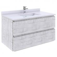 Fresca Bath FCB3136RWH-CWH-U - Fresca Formosa 36'' Wall Hung Modern Bathroom Cabinet w/ Top & Sink in Rustic White