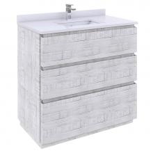 Fresca Bath FCB3136RWH-FC-CWH-U - Fresca Formosa 36'' Floor Standing Modern Bathroom Cabinet w/ Top & Sink in Rustic W