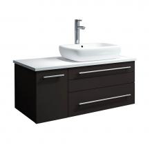 Fresca Bath FCB6136ES-VSL-R-CWH-V - Fresca Lucera 36'' Espresso Wall Hung Modern Bathroom Cabinet w/ Top & Vessel Sink -