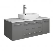 Fresca Bath FCB6142GR-VSL-CWH-V - Fresca Lucera 42'' Gray Wall Hung Modern Bathroom Cabinet w/ Top & Vessel Sink