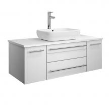 Fresca Bath FCB6142WH-VSL-CWH-V - Fresca Lucera 42'' White Wall Hung Modern Bathroom Cabinet w/ Top & Vessel Sink