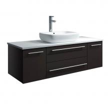 Fresca Bath FCB6148ES-VSL-CWH-V - Fresca Lucera 48'' Espresso Wall Hung Modern Bathroom Cabinet w/ Top & Vessel Sink