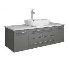 Fresca Bath FCB6148GR-VSL-CWH-V - Fresca Lucera 48'' Gray Wall Hung Modern Bathroom Cabinet w/ Top & Vessel Sink