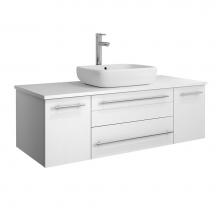 Fresca Bath FCB6148WH-VSL-CWH-V - Fresca Lucera 48'' White Wall Hung Modern Bathroom Cabinet w/ Top & Vessel Sink