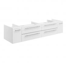 Fresca Bath FCB6172WH-VSL - Fresca Lucera 72'' White Wall Hung Double Vessel Sink Modern Bathroom Cabinet