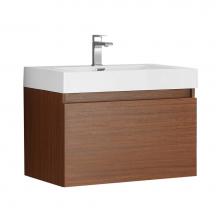 Fresca Bath FCB8007TK-I - Fresca Mezzo 30'' Teak Wall Hung Modern Bathroom Cabinet w/ Integrated Sink