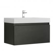 Fresca Bath FCB8008BW - Fresca Mezzo 36'' Black Wall Hung Modern Bathroom Cabinet