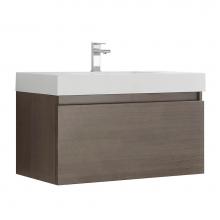 Fresca Bath FCB8008GO-I - Fresca Mezzo 36'' Gray Oak Wall Hung Modern Bathroom Cabinet w/ Integrated Sink