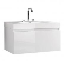 Fresca Bath FCB8010WH-I - Fresca Mezzo 39'' White Modern Bathroom Cabinet w/ Integrated Sink