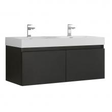 Fresca Bath FCB8012BW-I - Fresca Mezzo 48'' Black Wall Hung Double Sink Modern Bathroom Cabinet w/ Integrated Sink