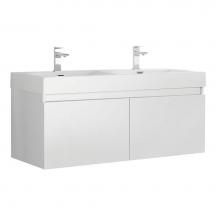 Fresca Bath FCB8012WH - Fresca Mezzo 48'' White Wall Hung Double Sink Modern Bathroom Cabinet