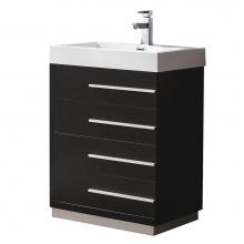 Fresca Bath FCB8024BW-I - Fresca Livello 24'' Black Modern Bathroom Cabinet w/ Integrated Sink