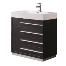 Fresca Bath FCB8030BW-I - Fresca Livello 30'' Black Modern Bathroom Cabinet w/ Integrated Sink