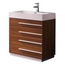 Fresca Bath FCB8030TK-I - Fresca Livello 30'' Teak Modern Bathroom Cabinet w/ Integrated Sink