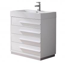 Fresca Bath FCB8030WH-I - Fresca Livello 30'' White Modern Bathroom Cabinet w/ Integrated Sink