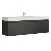 Fresca Bath FCB8041BW - Fresca Mezzo 60'' Black Wall Hung Single Sink Modern Bathroom Cabinet