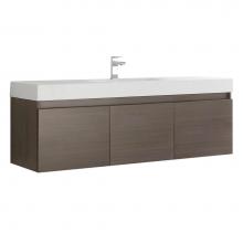 Fresca Bath FCB8041GO - Fresca Mezzo 60'' Gray Oak Wall Hung Single Sink Modern Bathroom Cabinet