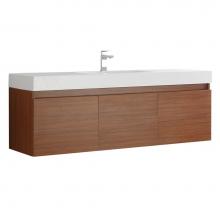 Fresca Bath FCB8041TK - Fresca Mezzo 60'' Teak Wall Hung Single Sink Modern Bathroom Cabinet