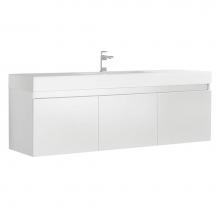 Fresca Bath FCB8041WH - Fresca Mezzo 60'' White Wall Hung Single Sink Modern Bathroom Cabinet