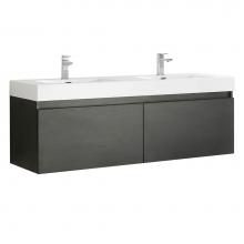 Fresca Bath FCB8042BW - Fresca Mezzo 60'' Black Wall Hung Double Sink Modern Bathroom Cabinet