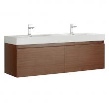 Fresca Bath FCB8042TK - Fresca Mezzo 60'' Teak Wall Hung Double Sink Modern Bathroom Cabinet