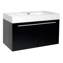 Fresca Bath FCB8090BW-I - Fresca Vista 36'' Black Modern Bathroom Cabinet w/ Integrated Sink