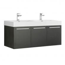 Fresca Bath FCB8092BW-D-I - Fresca Vista 48'' Black Wall Hung Double Sink Modern Bathroom Cabinet w/ Integrated Sink