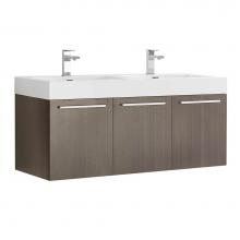 Fresca Bath FCB8092GO-D-I - Fresca Vista 48'' Gray Oak Wall Hung Double Sink Modern Bathroom Cabinet w/ Integrated S