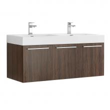 Fresca Bath FCB8092GW-D-I - Fresca Vista 48'' Walnut Wall Hung Double Sink Modern Bathroom Cabinet w/ Integrated Sin