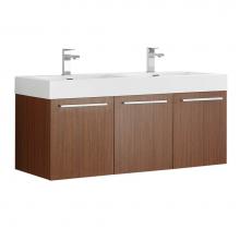 Fresca Bath FCB8092TK-D-I - Fresca Vista 48'' Teak Wall Hung Double Sink Modern Bathroom Cabinet w/ Integrated Sink