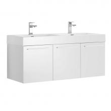 Fresca Bath FCB8092WH-D-I - Fresca Vista 48'' White Wall Hung Double Sink Modern Bathroom Cabinet w/ Integrated Sink