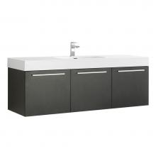 Fresca Bath FCB8093BW - Fresca Vista 60'' Black Wall Hung Single Sink Modern Bathroom Cabinet