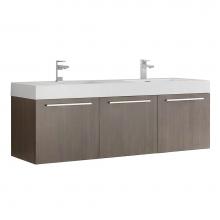 Fresca Bath FCB8093GO-D-I - Fresca Vista 60'' Gray Oak Wall Hung Double Sink Modern Bathroom Cabinet w/ Integrated S