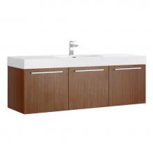 Fresca Bath FCB8093TK-I - Fresca Vista 60'' Teak Wall Hung Single Sink Modern Bathroom Cabinet w/ Integrated Sink