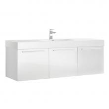 Fresca Bath FCB8093WH-I - Fresca Vista 60'' White Wall Hung Single Sink Modern Bathroom Cabinet w/ Integrated Sink